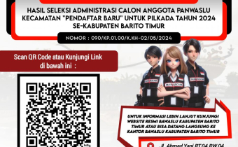PENGUMUMAN HASIL SELEKSI ADMINISTRASI "PENDAFTAR BARU" CALON ANGGOTA PANWASCAM UNTUK PILKADA 2024 SE-KABUPATEN BARITO TIMUR